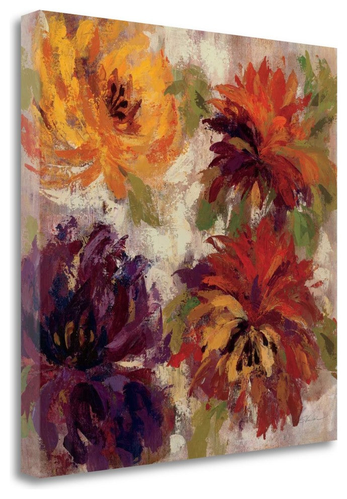 "Fiery Dahlias I" By Silvia Vassileva, Giclee Print on Gallery Wrap Canvas