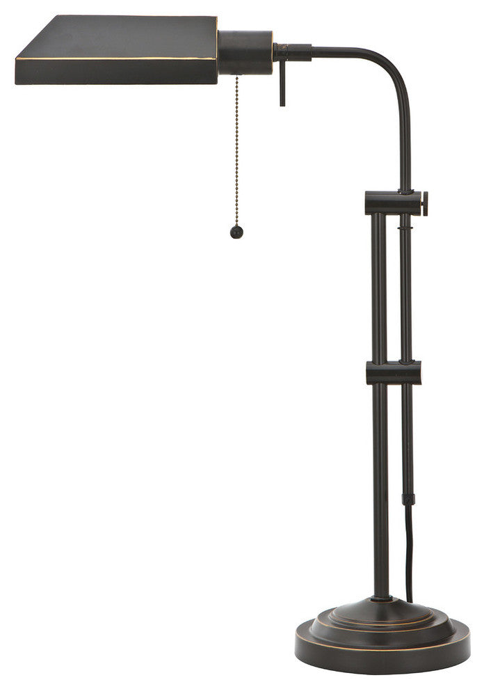 Pharmacy Table Lamp With Adjustable Pole, Dark Bronze