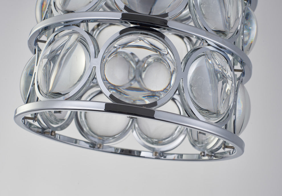 Chrome Metal Single Pendant Lighting With Clear Magnifying Glass