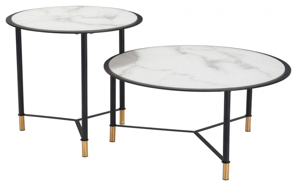 Set of 2 Davis Coffee Tables Black and White