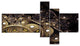 Beautiful Gold Metallic Fabric, Abstract Print On Canvas, 60"x32", 5 panels
