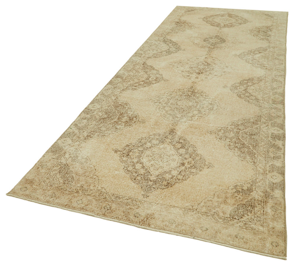 Rug N Carpet - Handmade Anatolian 4' 4" x 12' 4" Antique Runner Rug