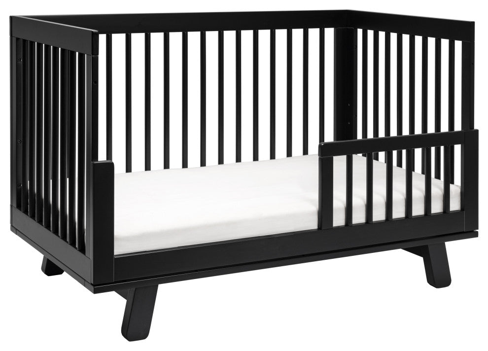 Hudson 3-in-1 Convertible Crib With Toddler Bed Conversion Kit, Black