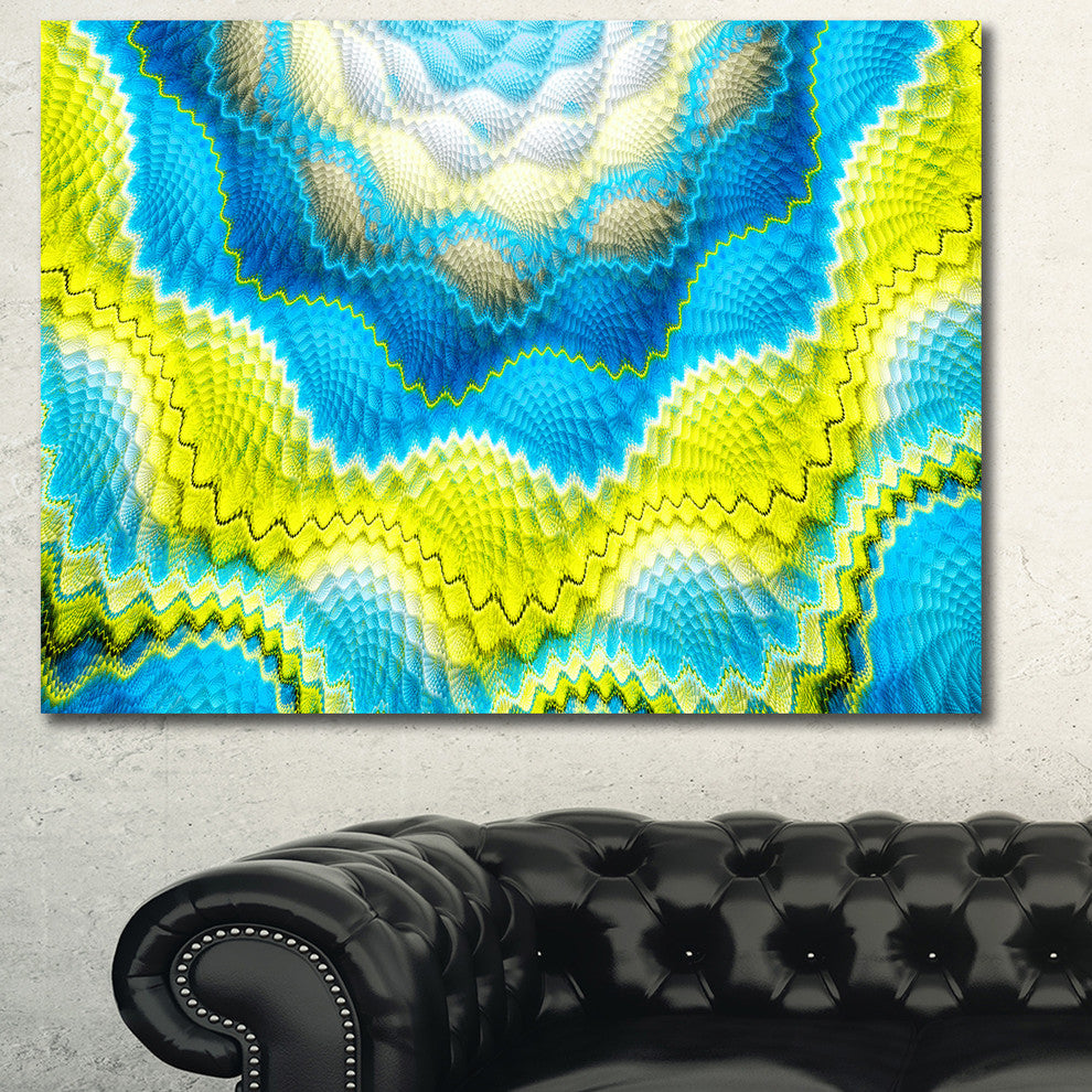Blue Yellow Spiral Snake Skin, Floral Canvas Art Print, 40"x30"