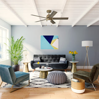 Erling Ceiling Fan, LED Light Kit and Pull Chain, Burnished Brass, 52"