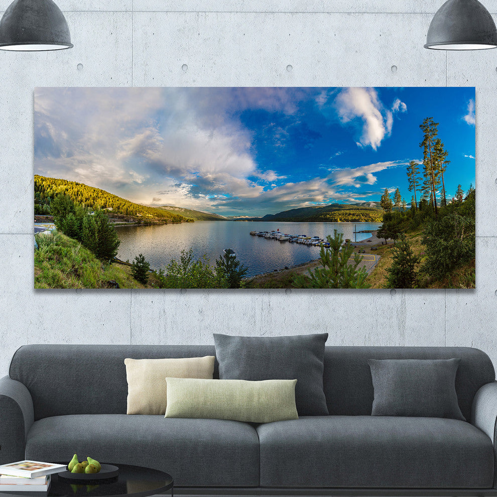 Sognefjord in Norway Panorama, Landscape Canvas Art Print, 60"x28"