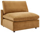 Commix Down Filled Overstuffed Performance Velvet Armless Chair Cognac
