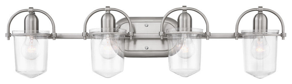 Hinkley Clancy Bath 4-Light Vanity, Brushed Nickel With Clear Glass