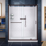 Infinity-Z 36x60x76 3/4 Clear Sliding Shower Door Oil Rubbed Bronze/RD/Backwalls