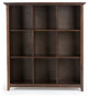 Acadian Solid Wood 48" X 44" 9 Cube Bookcase And Storage Unit In Brunette Brown