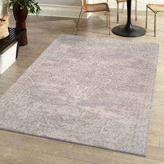 Alhambra Ornate Medallion Modern Runner Rug, Ivory, 8'x10'