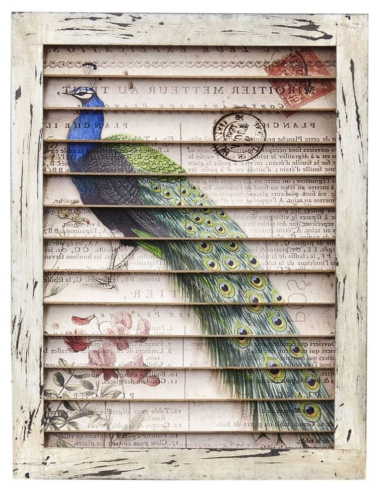 Peacock Window Shutter Wall Decor