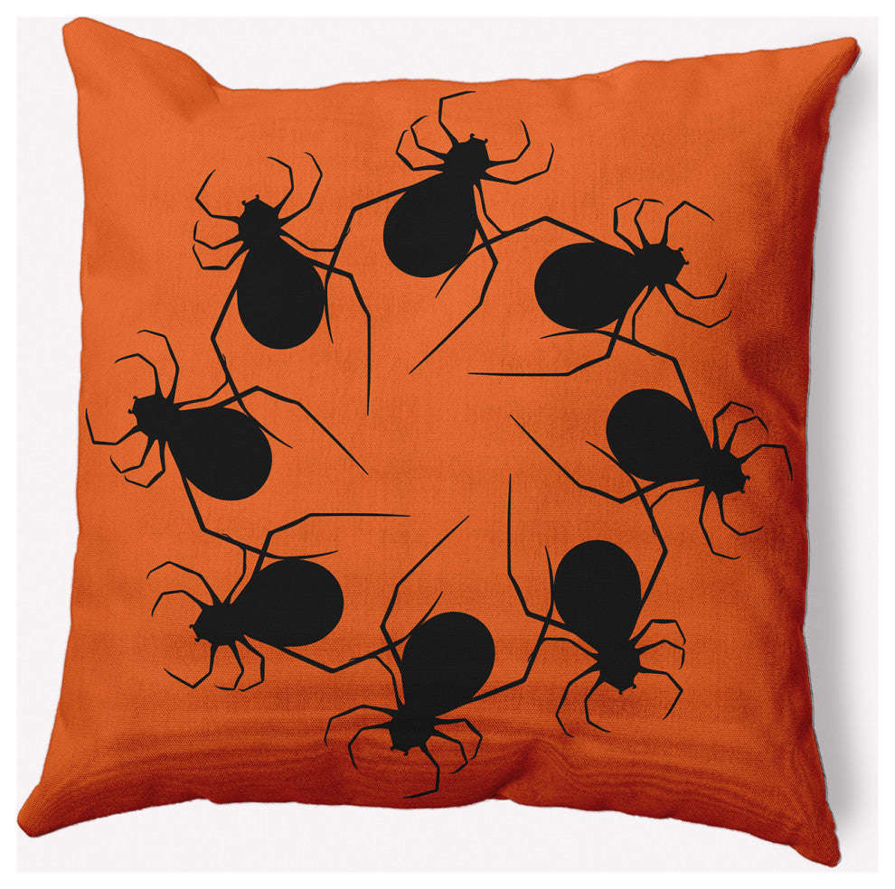 20" x 20" Spider Wreath Indoor/Outdoor Polyester Throw Pillow, Dusty Orange