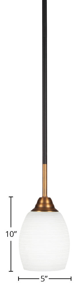 Paramount 1-Light Mini Pendant, Matte Black & Brass, 5" White Matrix Glass