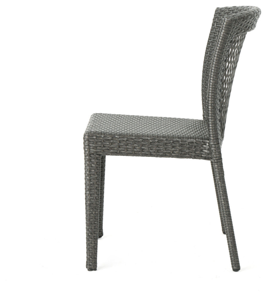 GDF Studio 9-Piece Herman Outdoor Wicker Dining Set, Gray