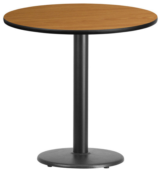30" Round Natural Laminate Table Top With 18" Round Table Height Base
