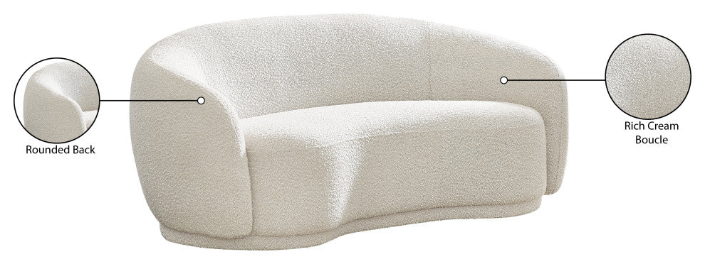 Hyde Boucle Fabric Upholstered, Cream, Loveseat