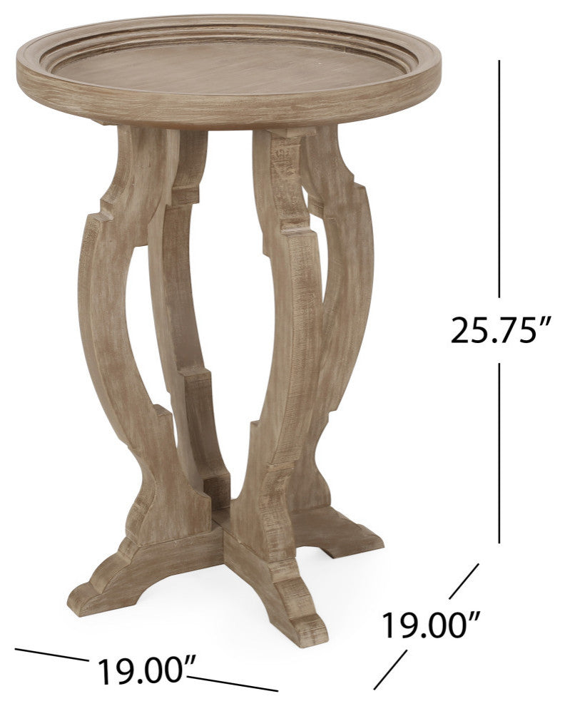 Ridge French Country Accent Table With Round Top, Natural
