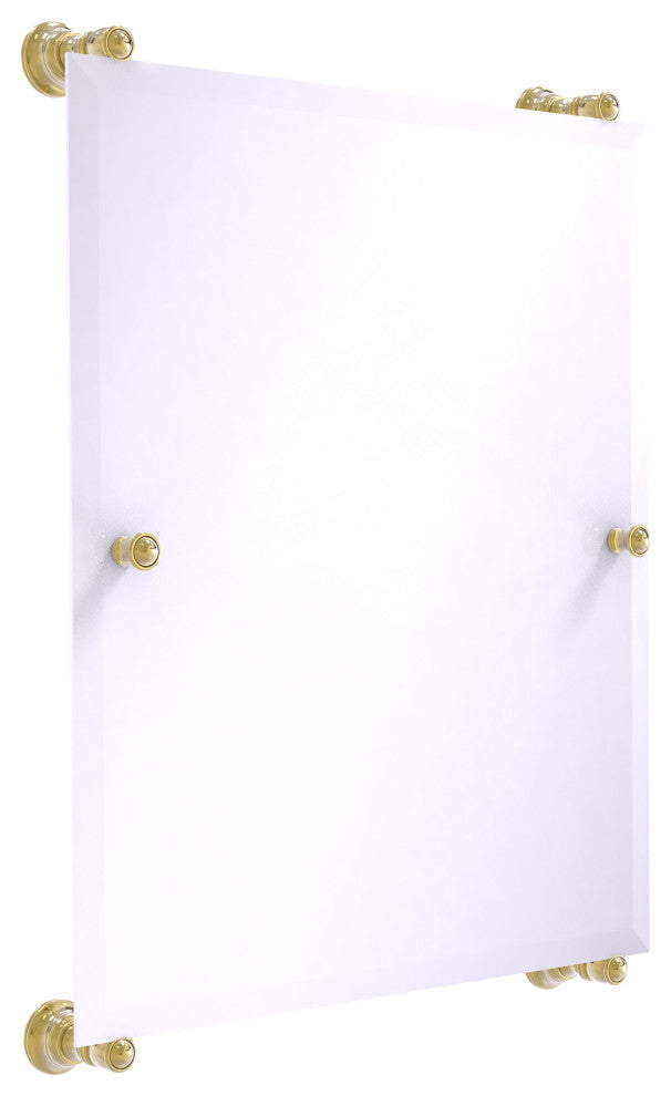 Carolina Frameless Rail Mounted Mirror, Unlacquered Brass