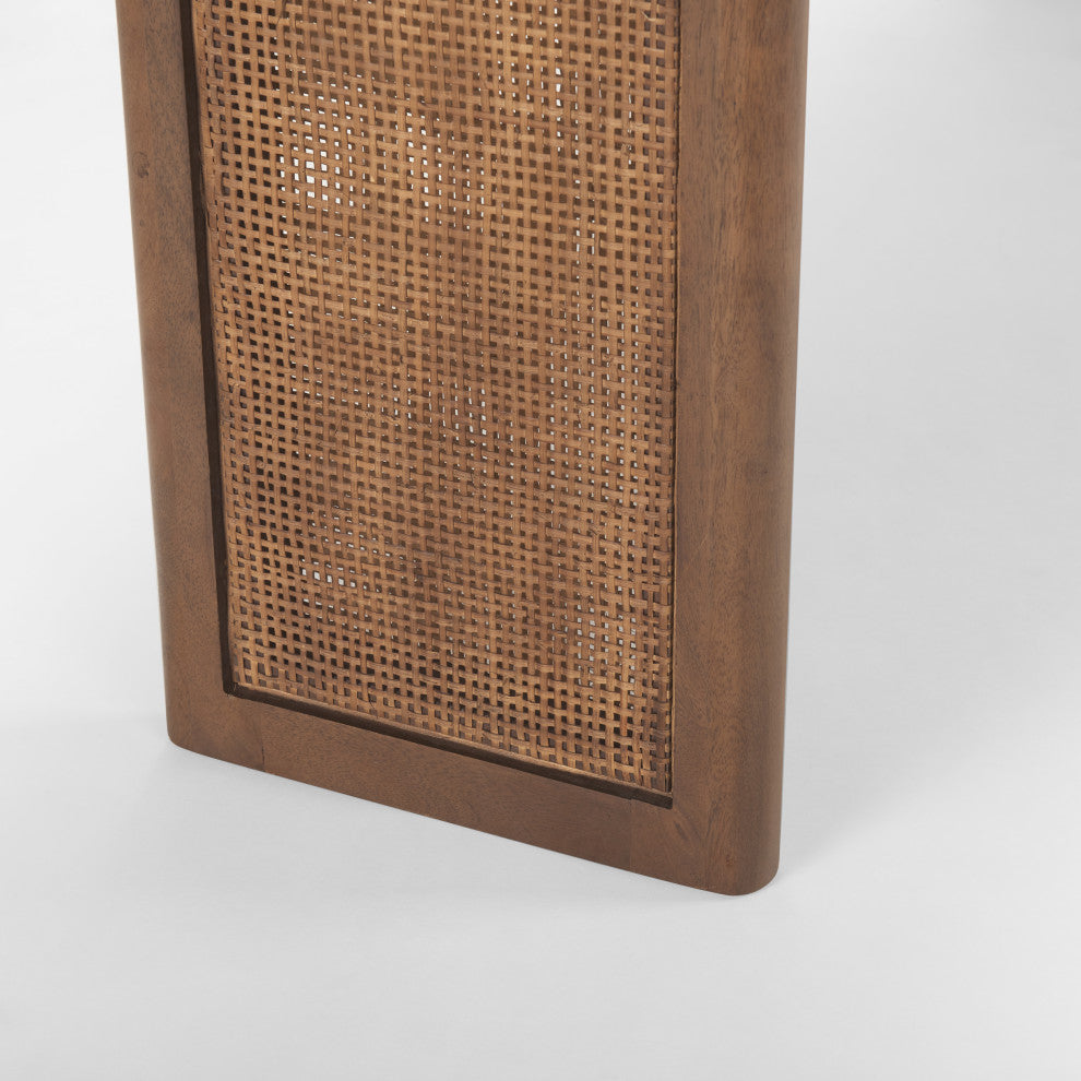Grier Medium Brown Solid Wood & Cane Console Table