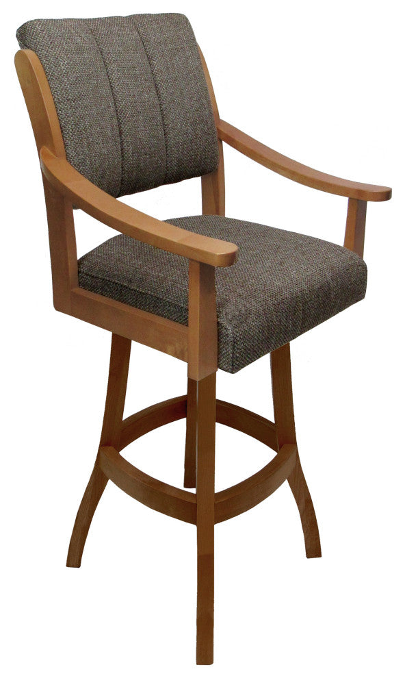 Swivel Counter Wood Bar Stool Casa on S-Base, Plumley Cocoa on Honey, 34"