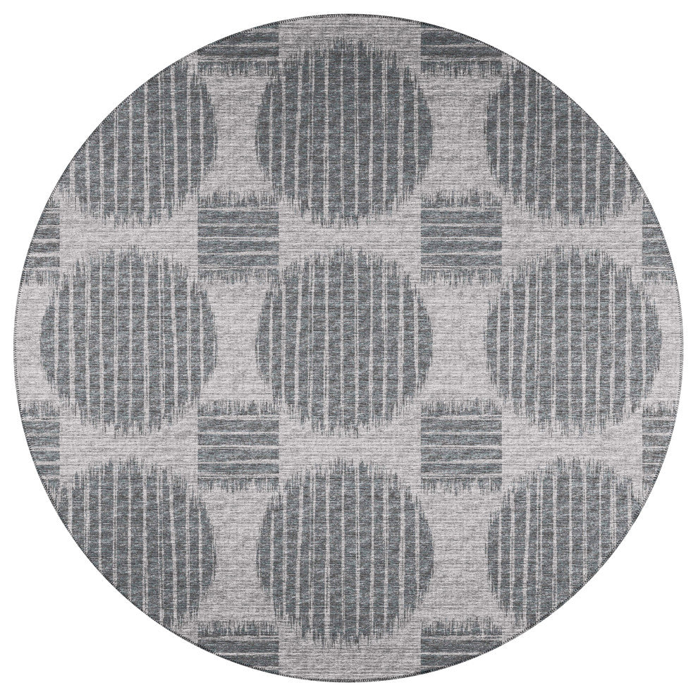 Indoor/Outdoor Sedona SN13 Pewter Machine Washable 8' x 8' Round Rug