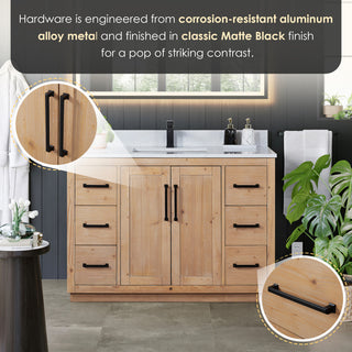 Cicero Vanity, Grain White Engineered Stone Countertop, Light Brown, 48", No Mirror