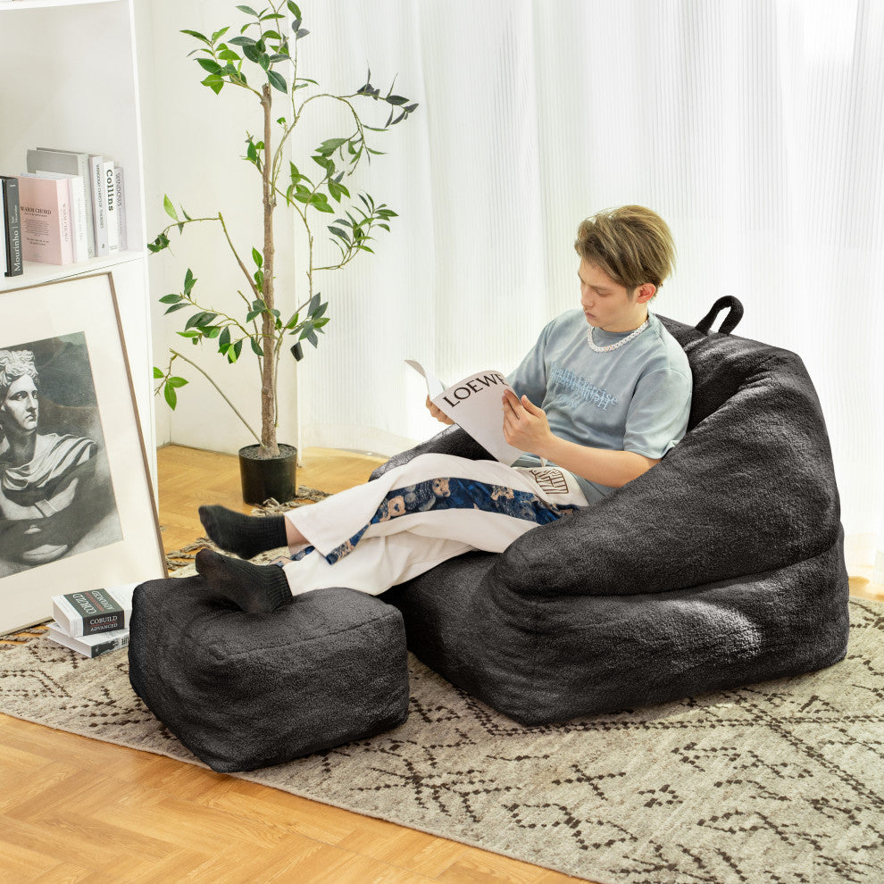 Gewnee Fluffy and Lazy Sofa, Black
