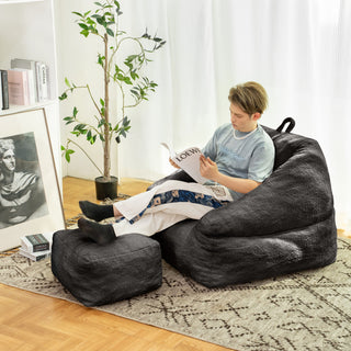 Gewnee Fluffy and Lazy Sofa, Black