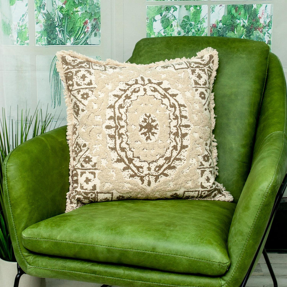 Parkland Collection Abu Beige Throw Pillow, Square, Beige/Brown