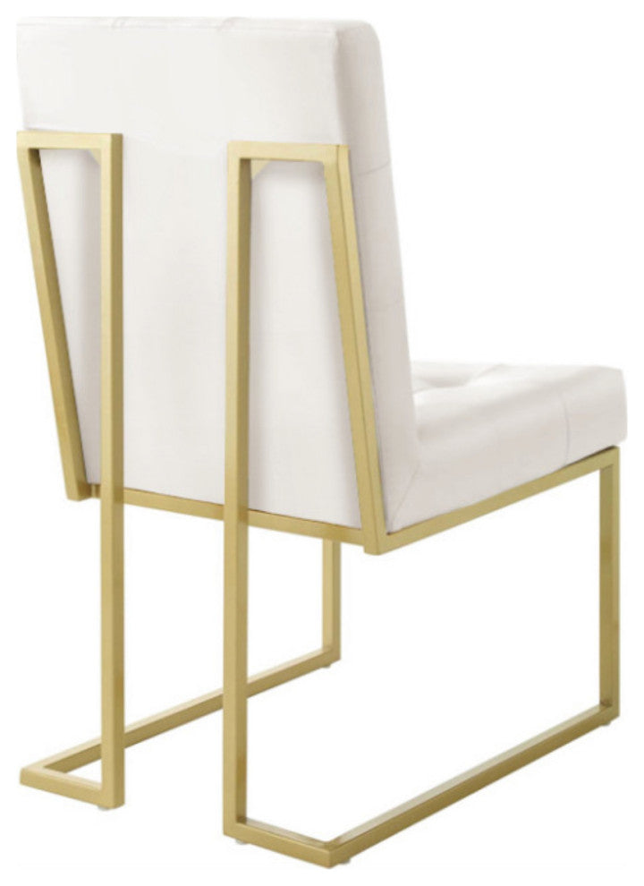 Pierre Gold Stainless Steel Dining Chair - Off White (Set of 2)