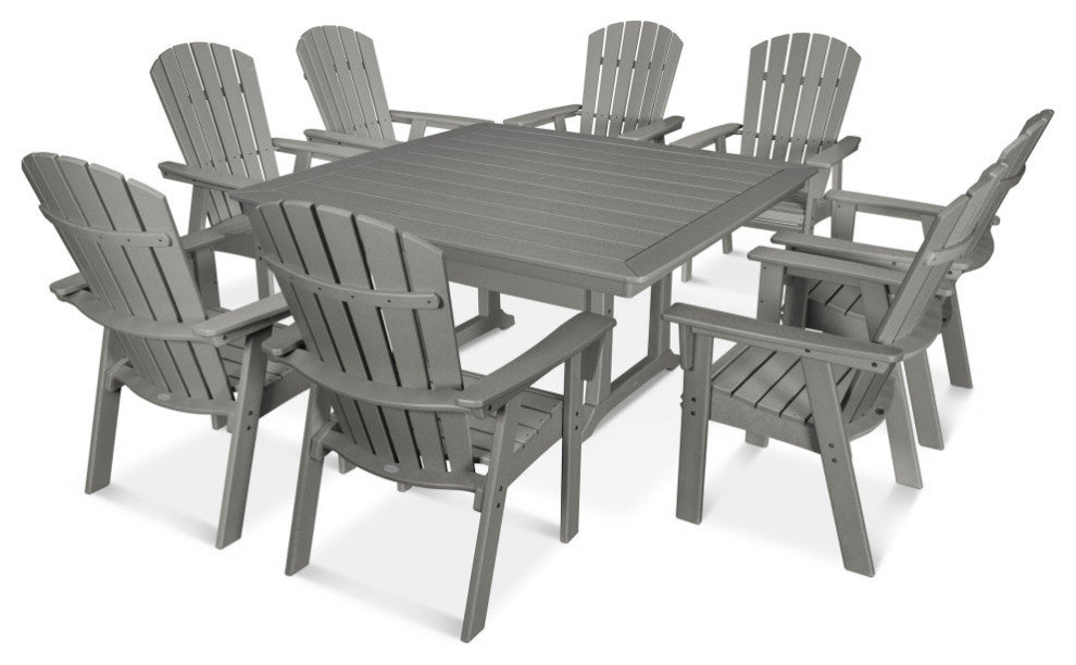 POLYWOOD Nautical Adirondack 9-Piece Trestle Dining Set