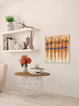 "Tiny Blue Bikinis" Painting Print on Wrapped Canvas, 18"x18"