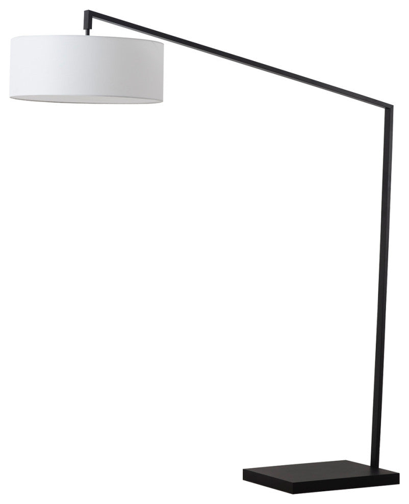 Stretch Arc Floor Lamp - 87", Matte Black, Step Switch, Rectangular Marble Base