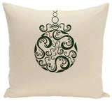 Fancy-Bulb, Decorative Holiday Print Pillow, Ivory And Cream, 20"x20"
