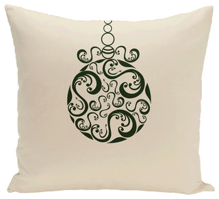 Fancy-Bulb, Decorative Holiday Print Pillow, Ivory And Cream, 20"x20"