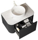 Wall-Mounted Bathroom Vanity With White Round Ceramic Basin, Black, 30"
