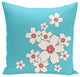 Polyester Pillow, Floral, Turquoise, 16"x16"