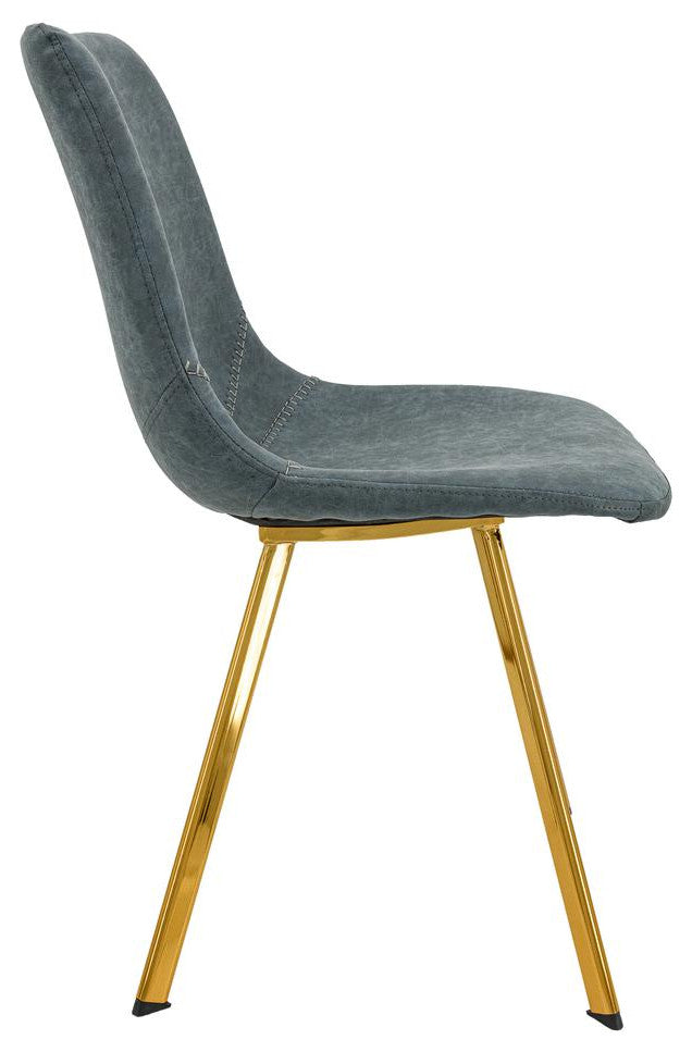 LeisureMod Markley Modern Leather Dining Chair With Gold Legs Set of 2