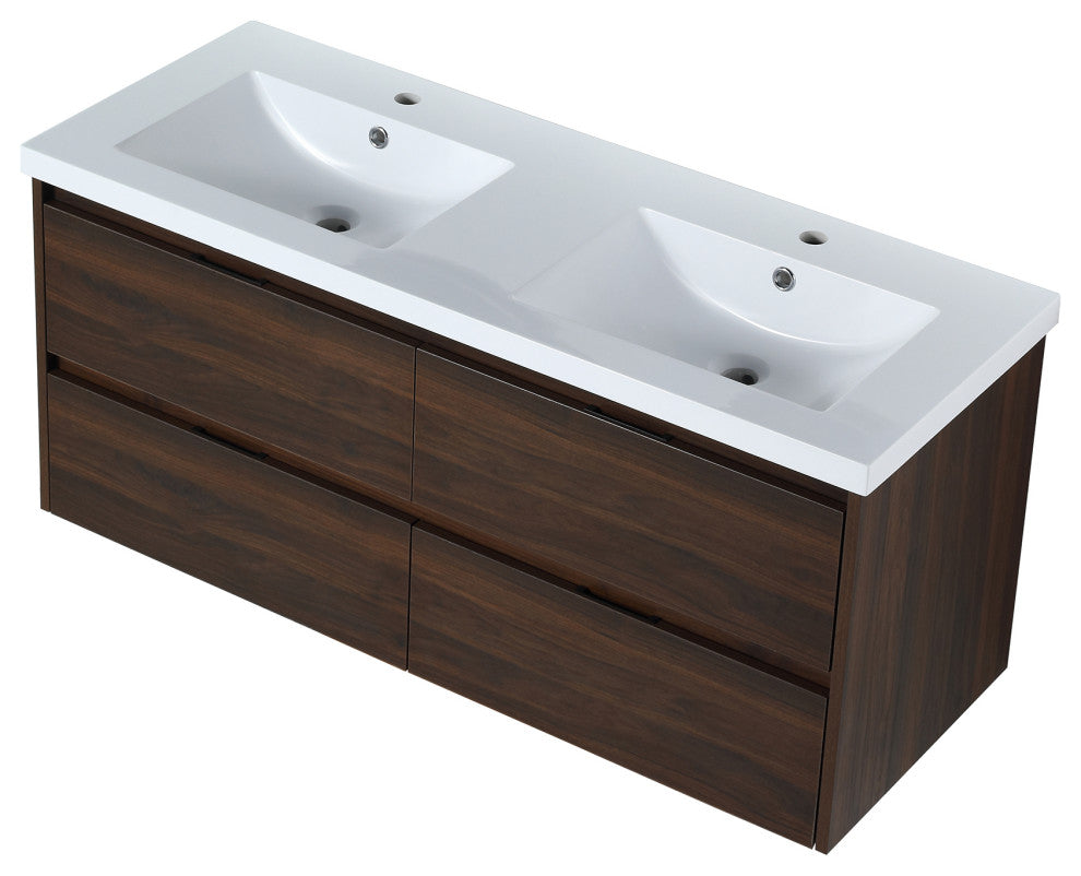 Wall-Mounted Plywood Bath Vanity Set, Integrated Sink