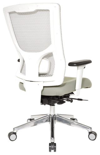 Progrid White Mesh High Back Chair With 2-Way Adjustable Arms and Seat Slider