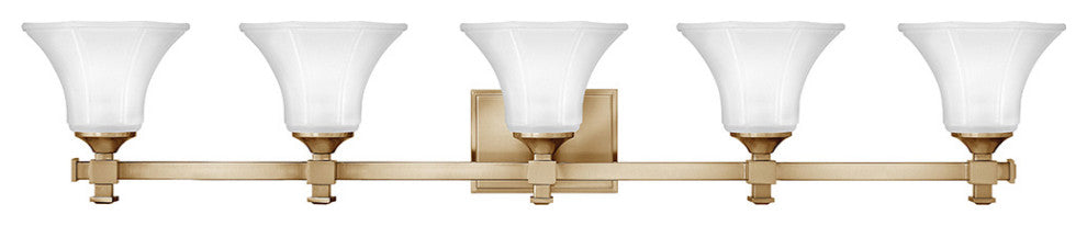 Hinkley Abbie Five Light Vanity, Brushed Caramel