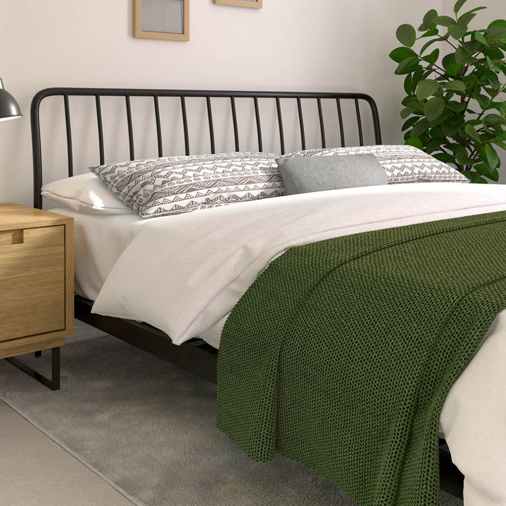 Kairosis Curved Metal Modern King Bed Frame, Black