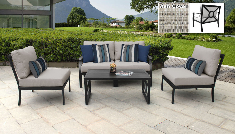 kathy ireland Madison Ave. 5 Piece Aluminum Patio Furniture Set 05d, Truffle