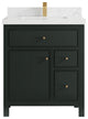 Sonoma 30 Single Sink Reeded Bath Vanity in Dark Forest Green 2" Empira White