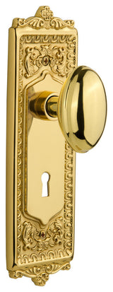 Double Egg & Dart Plate With Homestead Knob, Unlacquered Brass