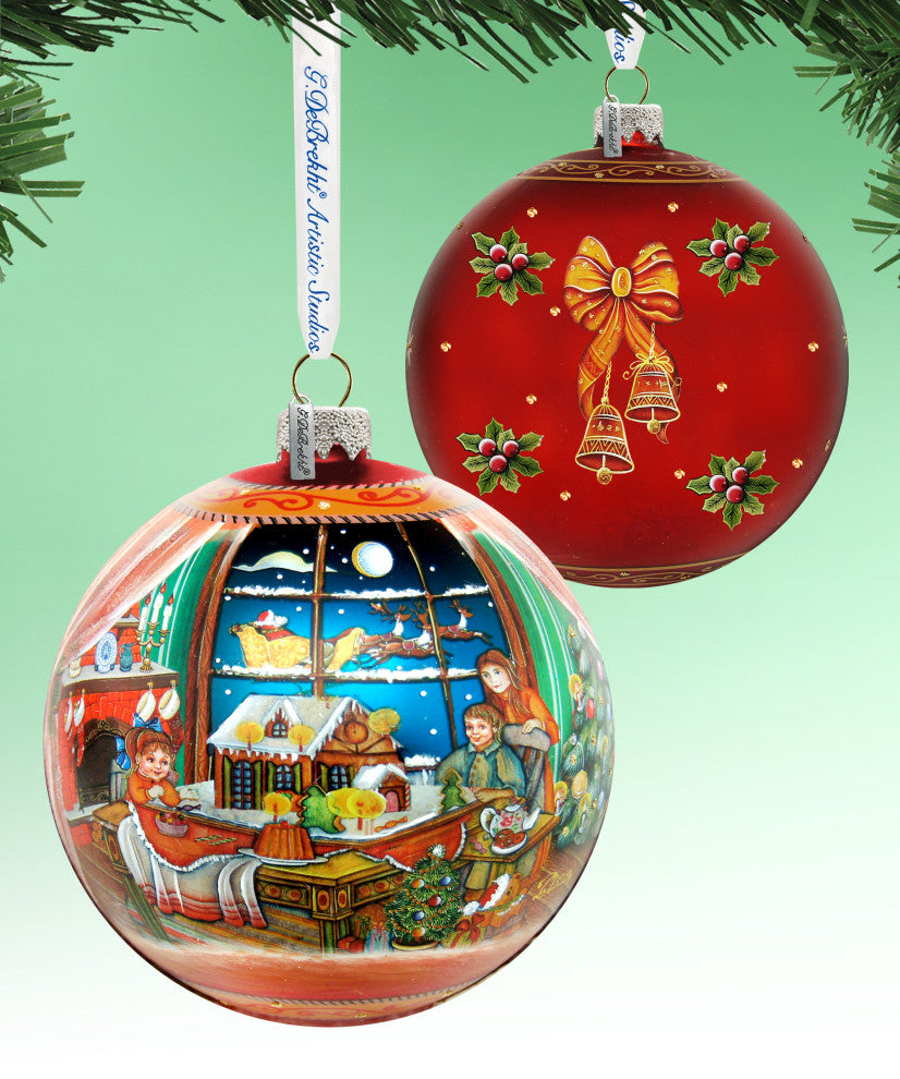 Hand Painted Scenic Glass Ornament Ball, Limited Edition