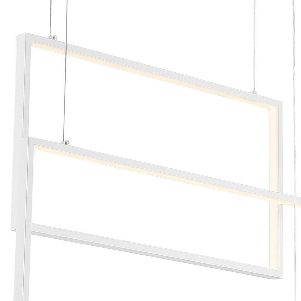3-Light Unique Geometric LED Chandelier, White