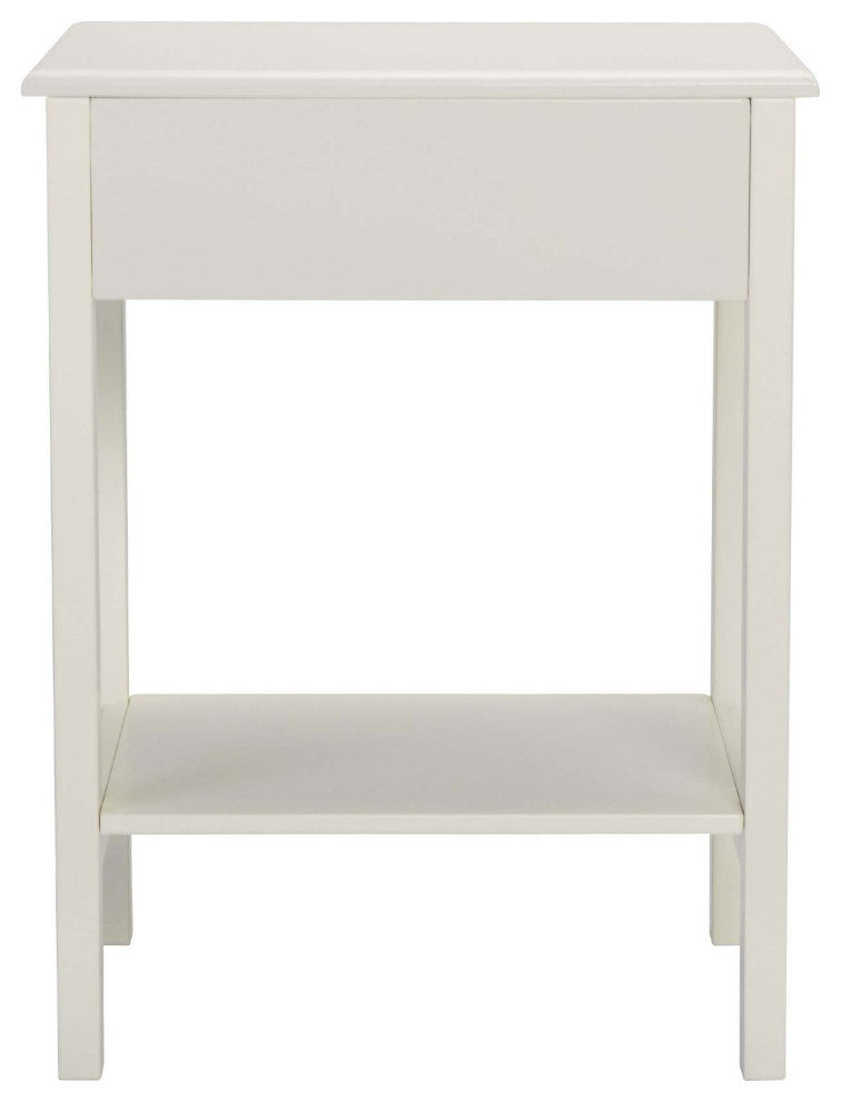 2 Set Wood Nightstand with 1-Drawer and Open Shelf in White