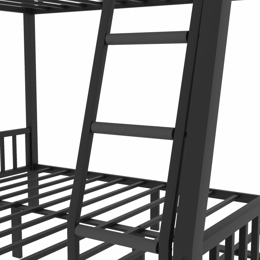 Gewnee Full XL Over Queen Metal Bunk Bed with Ladder and Slats Support